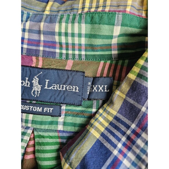 Ralph Lauren Long Sleeve Shirt Mens XXL Blue Green Plaid Classic Fit Red Pony - Picture 4 of 9